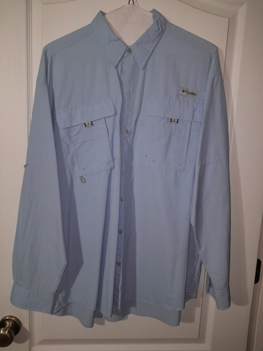 Mens Large Fishing Shirt Columbia PFG Long Sleeve Vented Back
